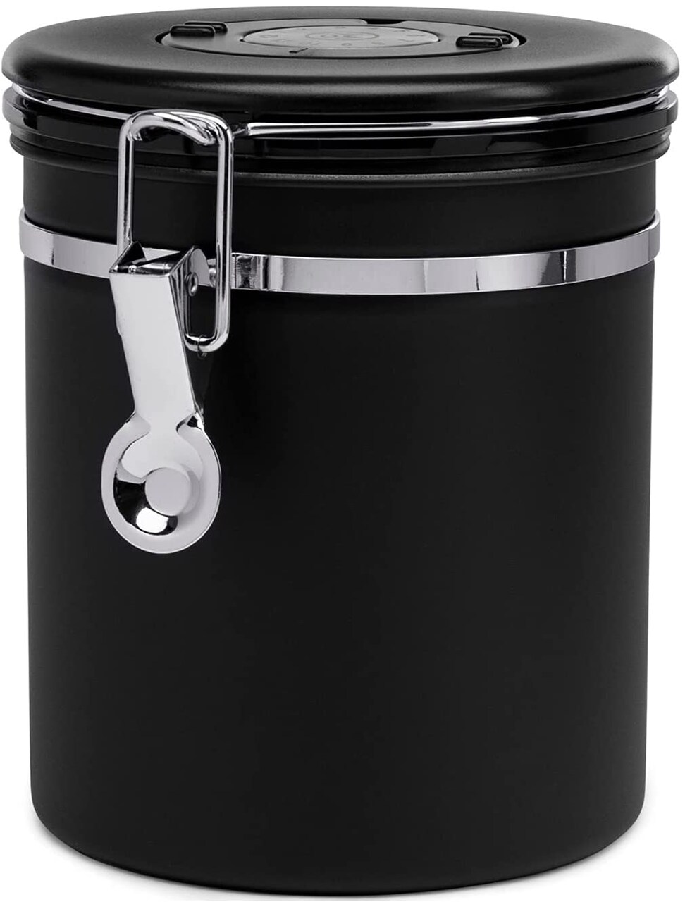 ChefWave Stainless Steel Coffee Canister with Co2 Valve Date Tracker Black 17.6oz